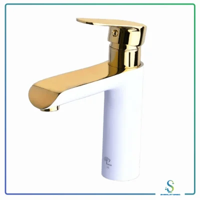 شیر روشویی مدل کارو سفید طلایی